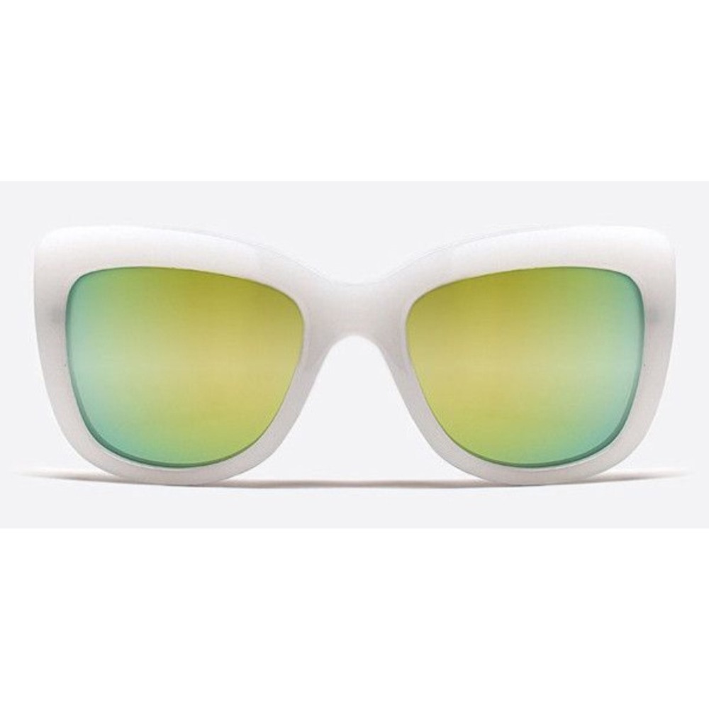 Cat Eye Sunglasses White Frame Yellow Mirror Lens Fashion Sun Glasses Lentes New